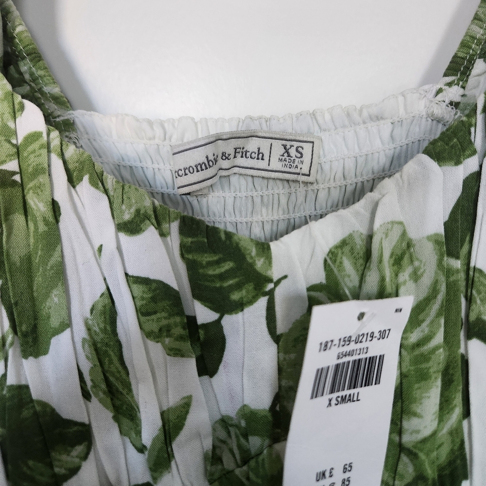Abercrombie And Fitch Floral Tiered Midi Dress Green XS Summer Dress NWT - Picture 6 of 6